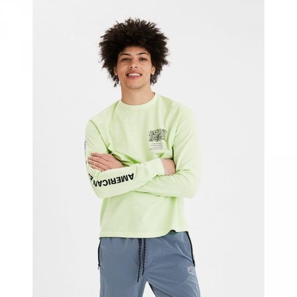 American Eagle | Lime Green Graphic Long Sleeve - Picture 3 of 10